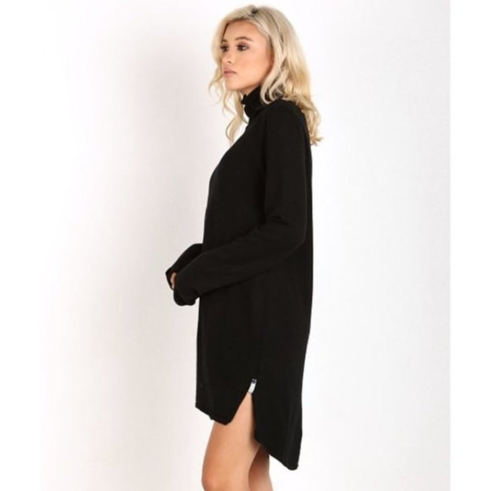 One Teaspoon Superior Merino Knit Funnel Turtleneck Dress Jet Black Size XXS - Picture 10 of 16